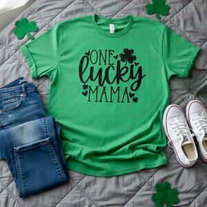 Handmade Women's St. Patrick's Day One Lucky Mama Tee Shirt